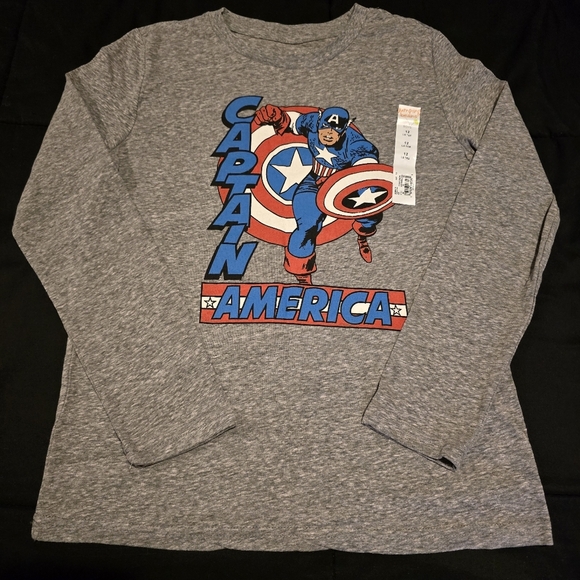 Jumping Beans Boys NWT Captain America Long Sleeve Graphic T-Shirt Gray Size 12 - Picture 1 of 7